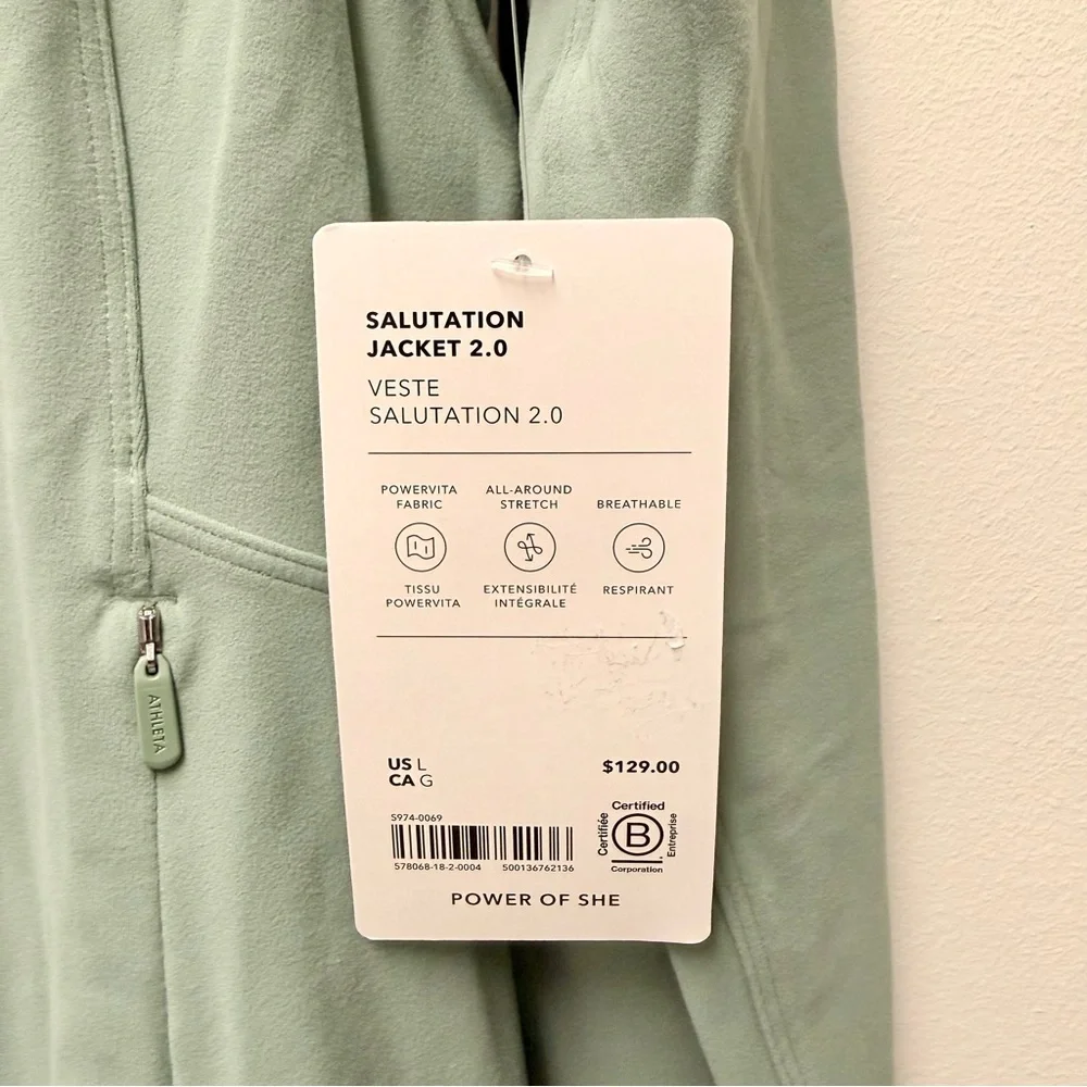 NWT Athleta M Salutation Jacket 2.0 Agave Green, Large - Picture 8 of 9